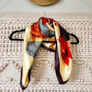 Vintage America Red and Cream Floral Scarf